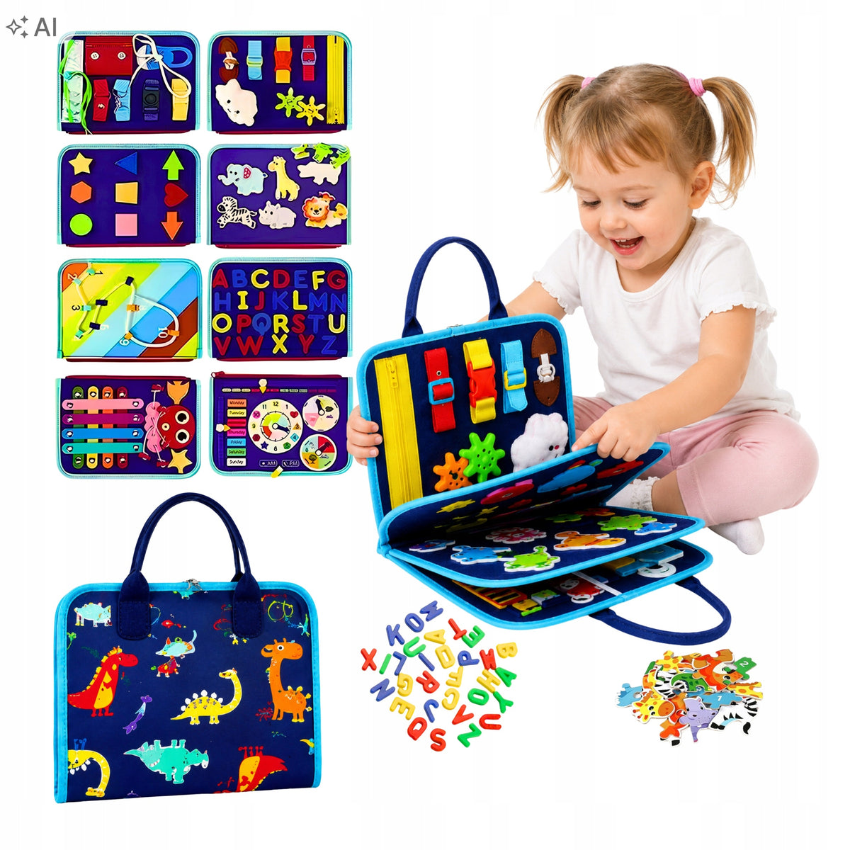MONTESSORI BUSY BOOK SENSORY ACTIVITY BOARD TODDLER LEARNING TOY 8 PAGES