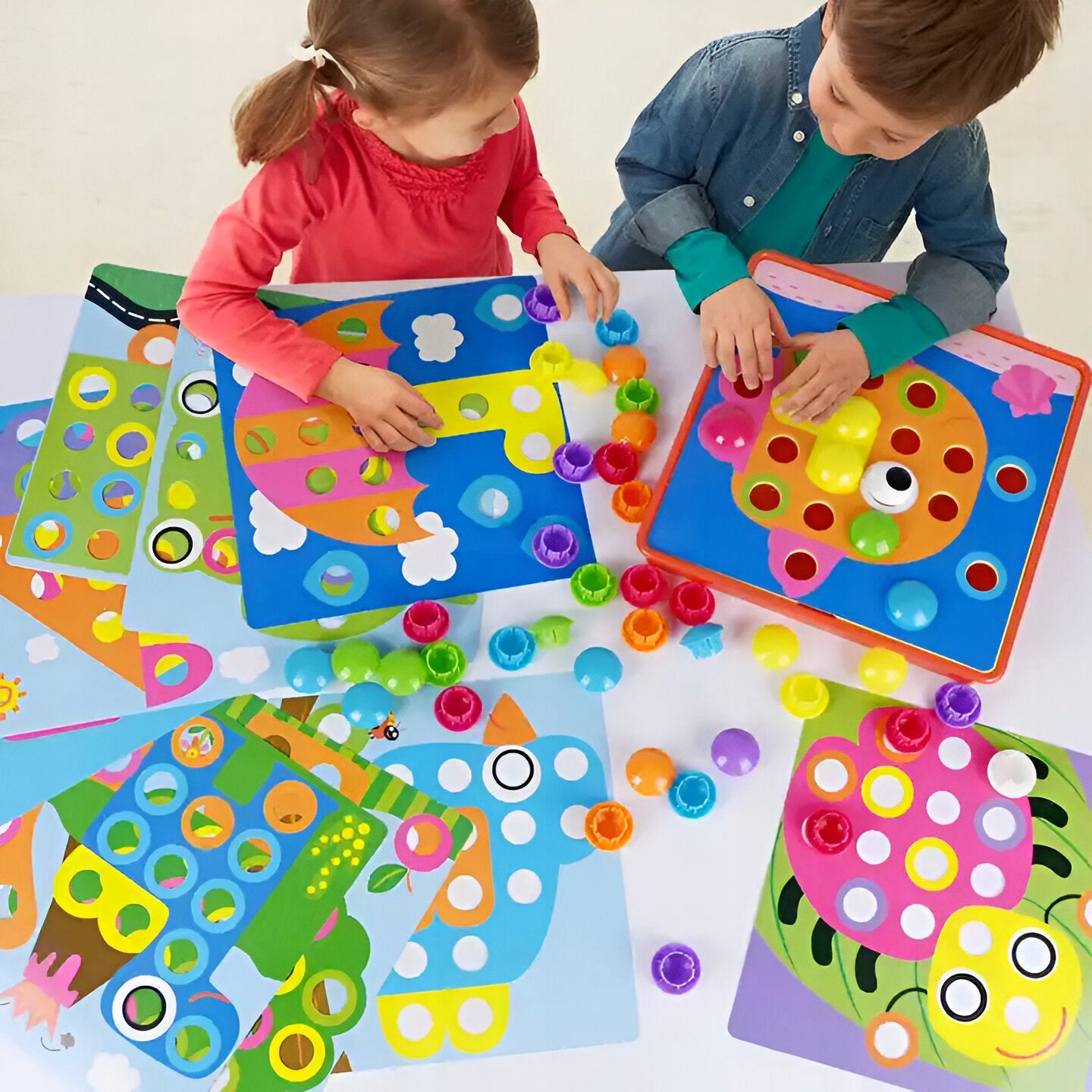 MONTESSORI PUZZLE BUTTON MOSAIC EDUCATIONAL COLORS MUSHROOM SHAPE 57e Manufacturer code MA0144