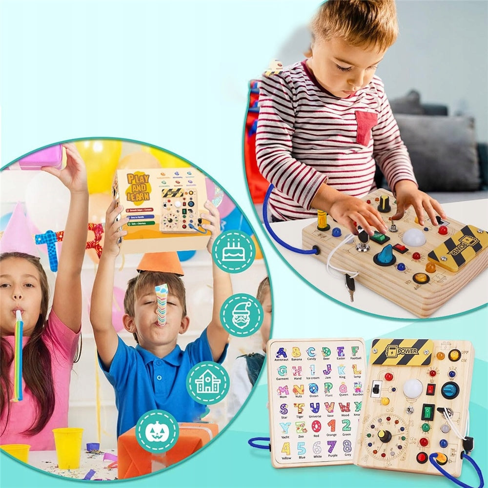MONTESSORI Sensory WOODEN Manipulative LED Board FOR KIDS Manufacturer code Tablica MONTESSORI