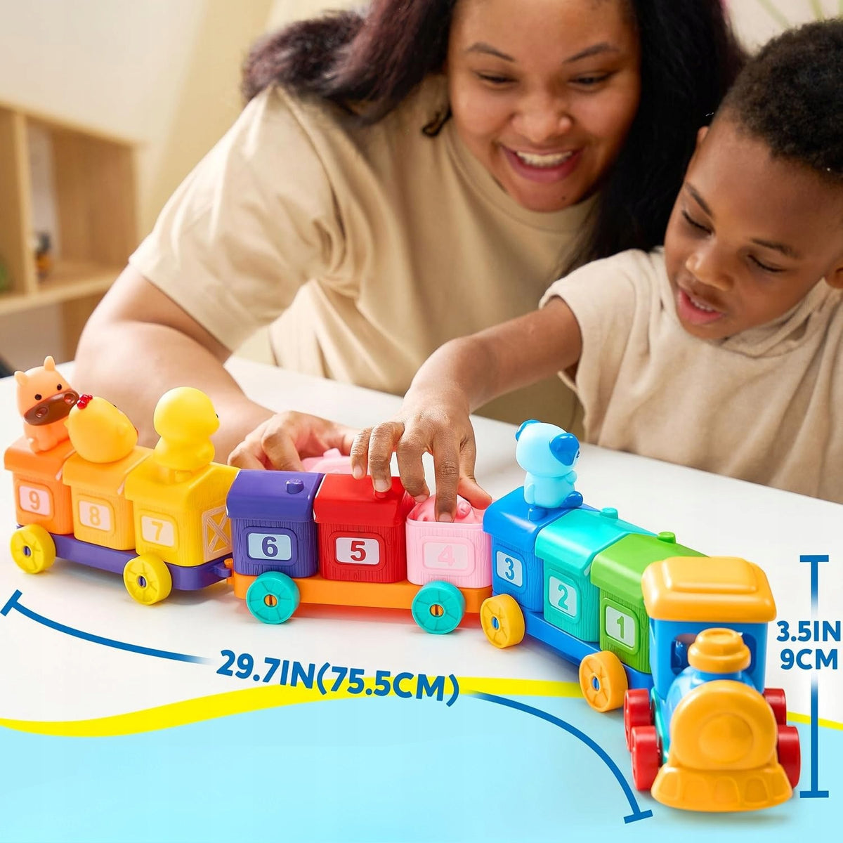 MONTESSORI TRAIN FARM SORTER 9 ANIMALS LEARNING TO COUNT 1-3 YEARS GIFT Packaging status original