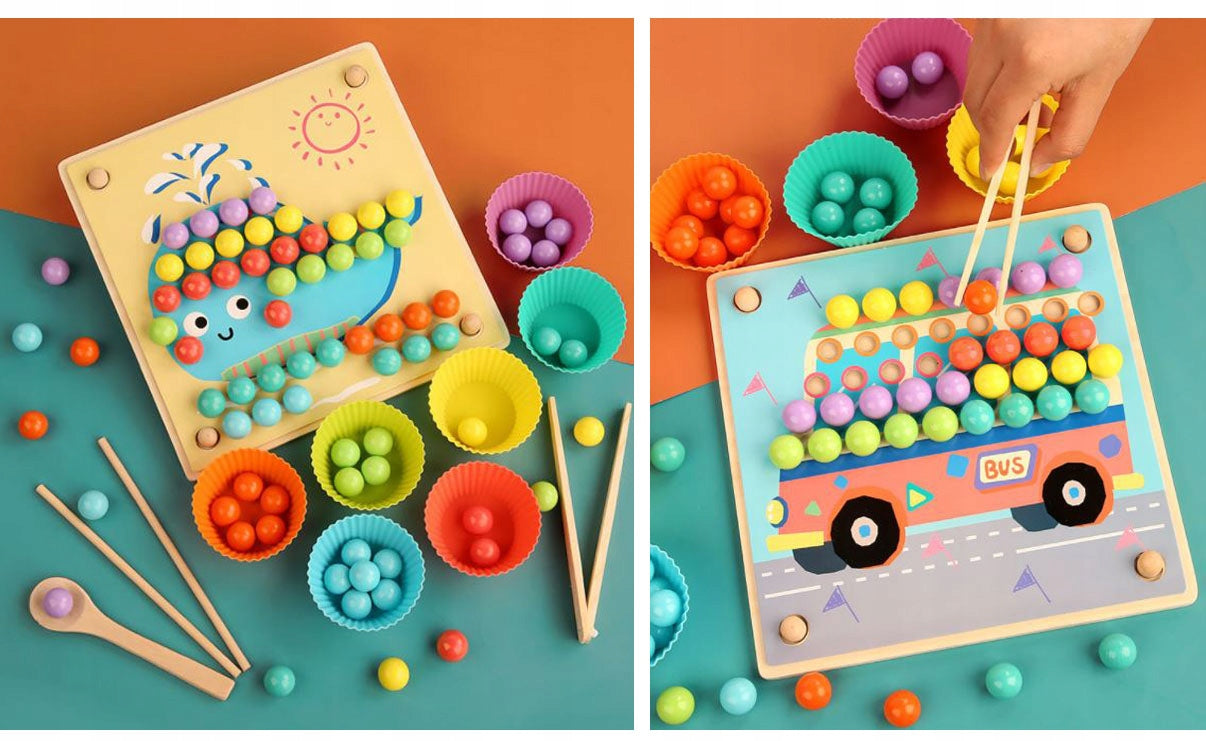 MONTESSORI WOODEN PUZZLE WITH BALLS WOODEN SORTER GAME PUZZLE KIDS Packaging status original