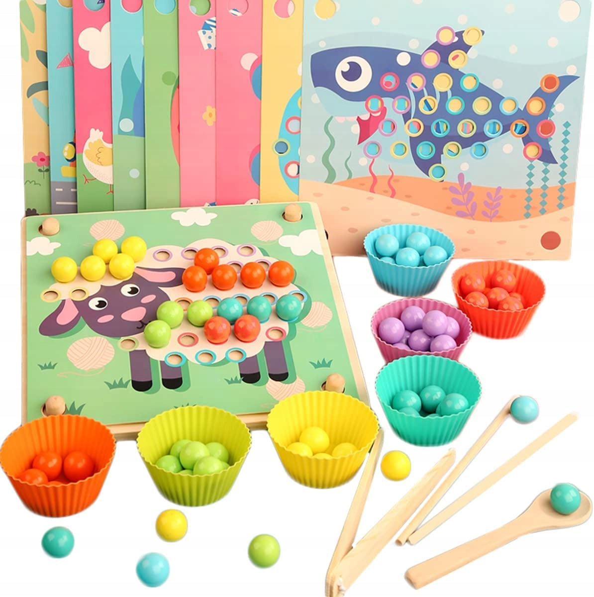 MONTESSORI WOODEN PUZZLE WITH BALLS WOODEN SORTER GAME PUZZLE KIDS