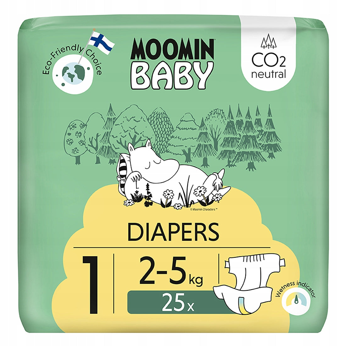 MOOMIN BABY 1 NEWBORN ECO ABSORBENT DIAPERS MUUMI 2-5KG 25 PCS. x3 Packaging status original