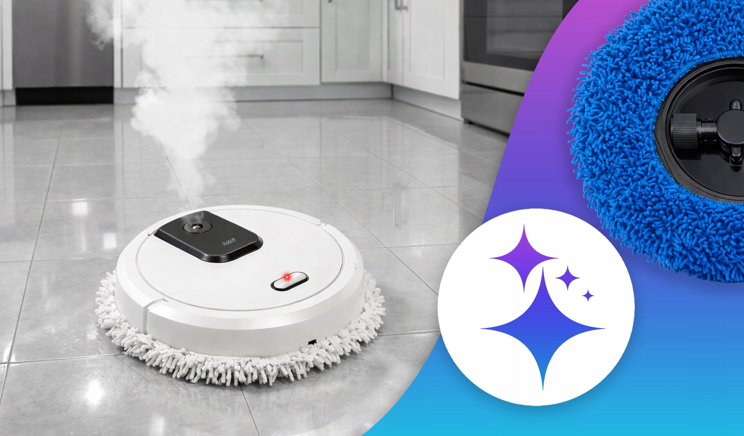 MOP CLEANING ROBOT MOPPING ROBOT WET/DRY + HUMIDIFICATION Dominant color white