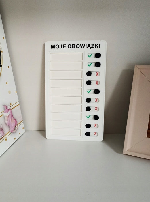 MOTIVATIONAL BOARD FOR CHILDREN LIST OF DUTIES Color white