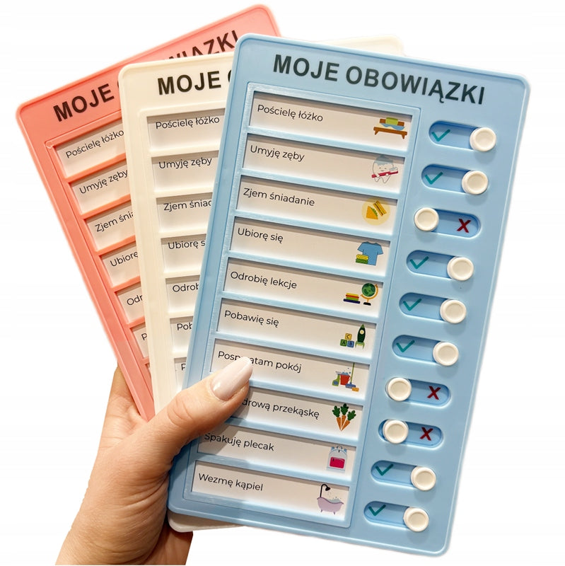 MOTIVATIONAL BOARD FOR CHILDREN LIST OF RESPONSIBILITIES in Polish BLUE Product height 20 cm