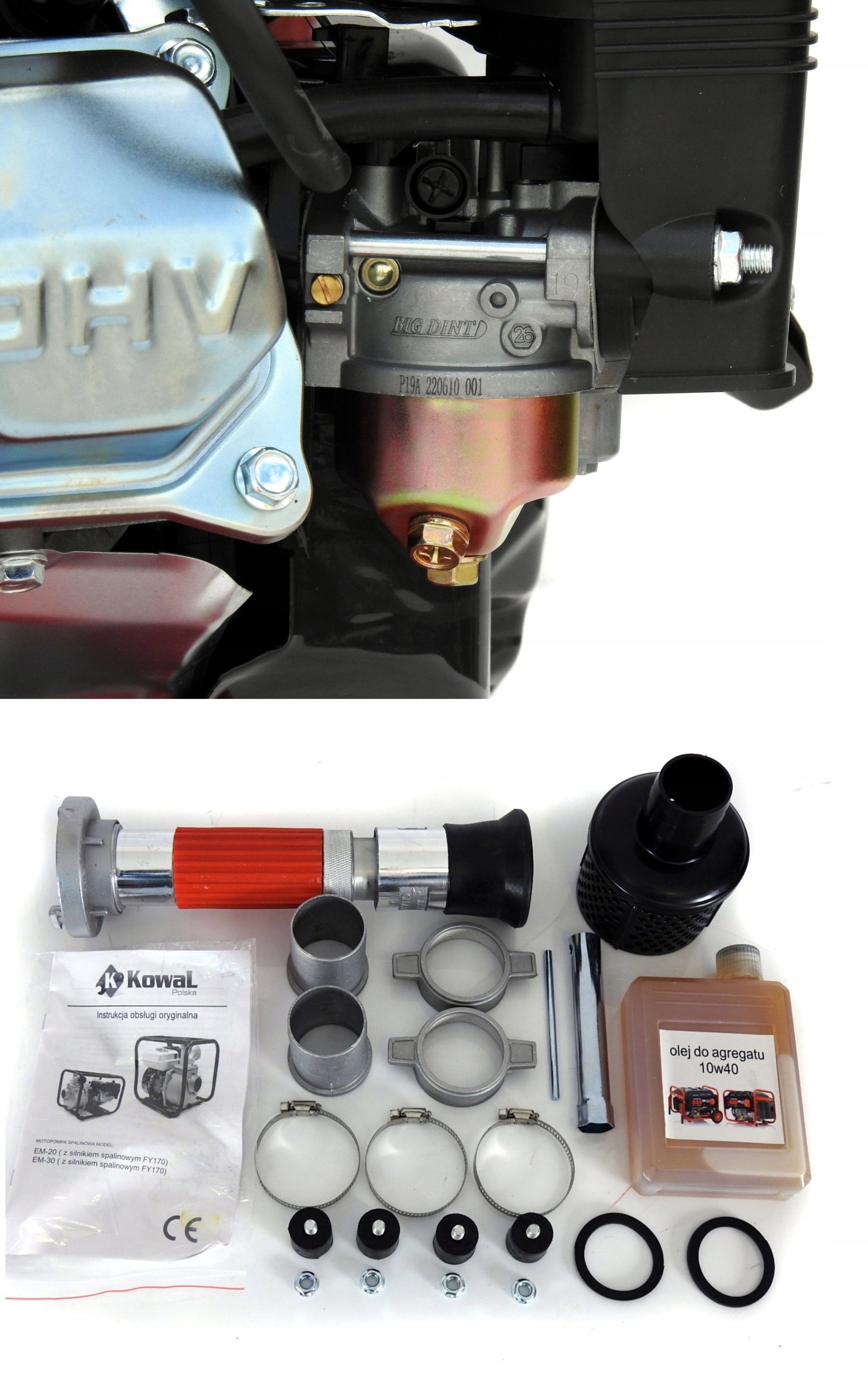 MOTOPOMPA 2 +SNAKES diesel water pump 600l/min CAST IRON TURBINE blacksmith Maximum pump output 36000 l/h