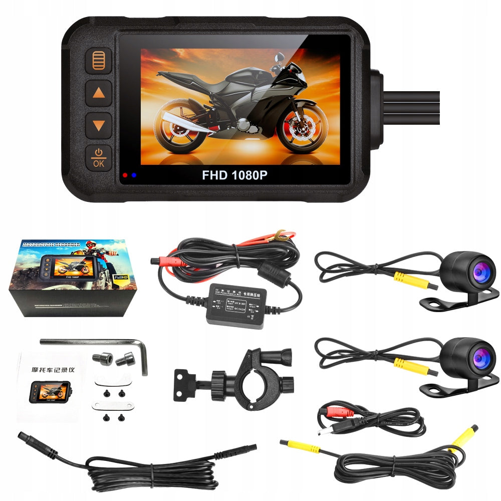 MOTORCYCLE DVR FRONT AND REAR DUAL CAMERA HD IP67 DVR