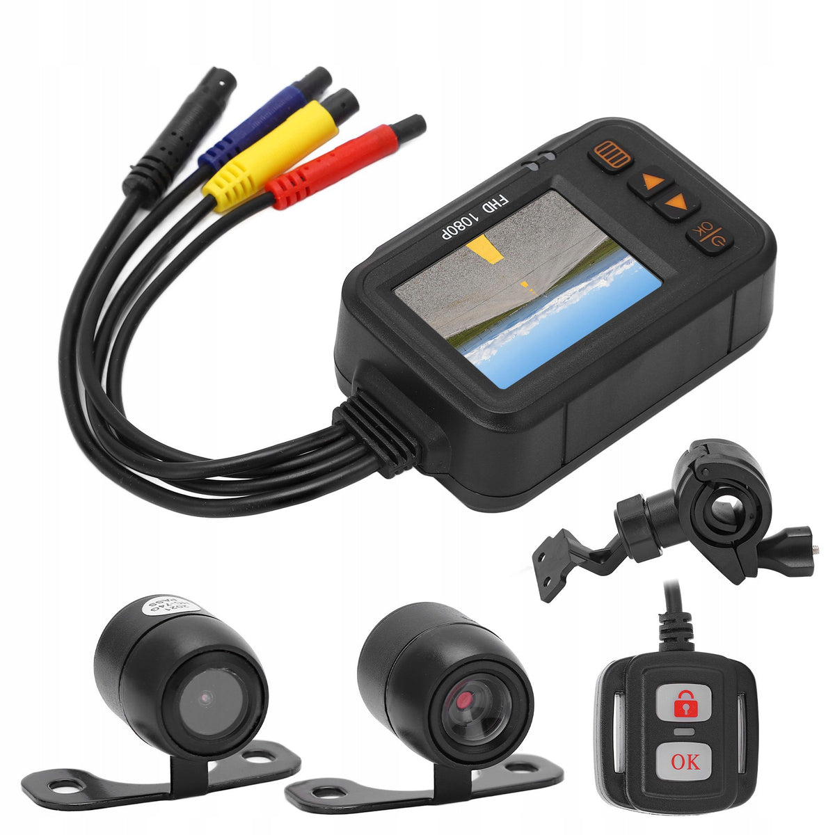 MOTORCYCLE RECORDER FRONT AND REAR DUAL CAMERA HD IP67 MULTIFUNCTIONAL Packaging status original