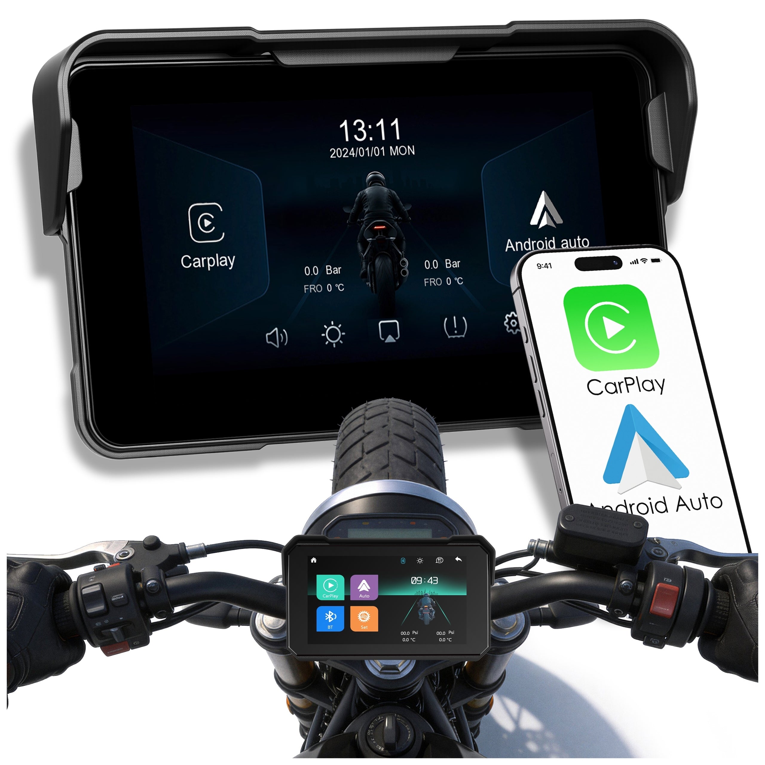 MOTORCYCLE STATION MULTIMEDIA TABLET NAVIGATION CARPLAY ANDROID AUTO 5" Manufacturer code TABLET NAWIGACJA CARPLAY ANDROID AUTO 5"