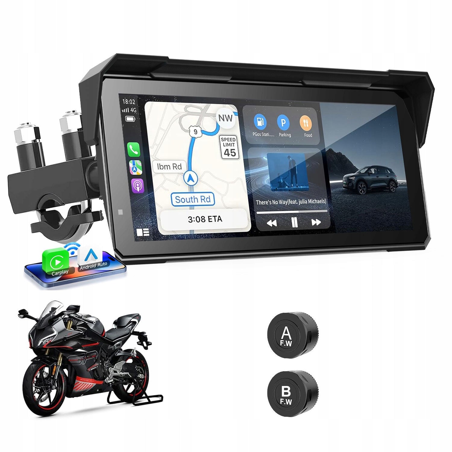 MOTORCYCLE STATION MULTIMEDIA TABLET NAVIGATION CARPLAY ANDROID AUTO BT 7