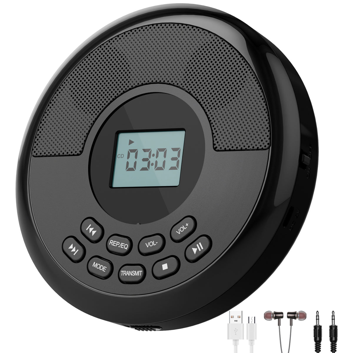 MP3 CD PLAYER PORTABLE DISCMAN BLUETOOTH AUX USB BLACK Packaging status original