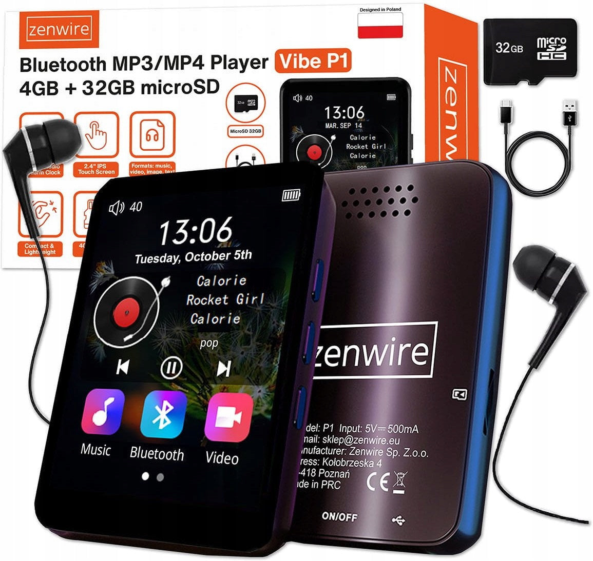 MP3 MP4 Bluetooth Portable MP3 Player FM Radio SD Voice Recorder Headphones 36GB