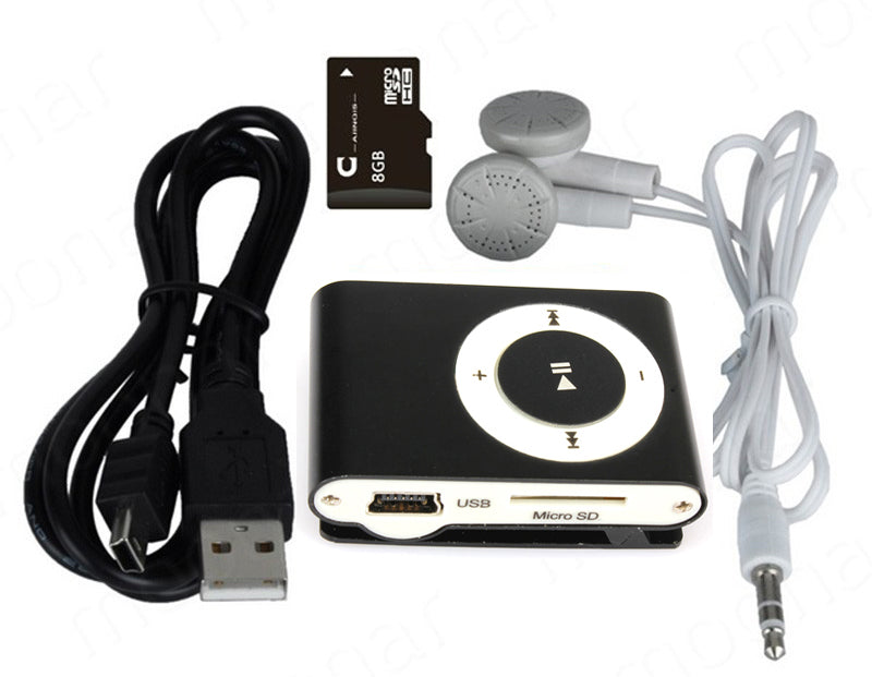 MP3 PLAYER CLIP HEADPHONES + 8GB SD CARD Packaging status original