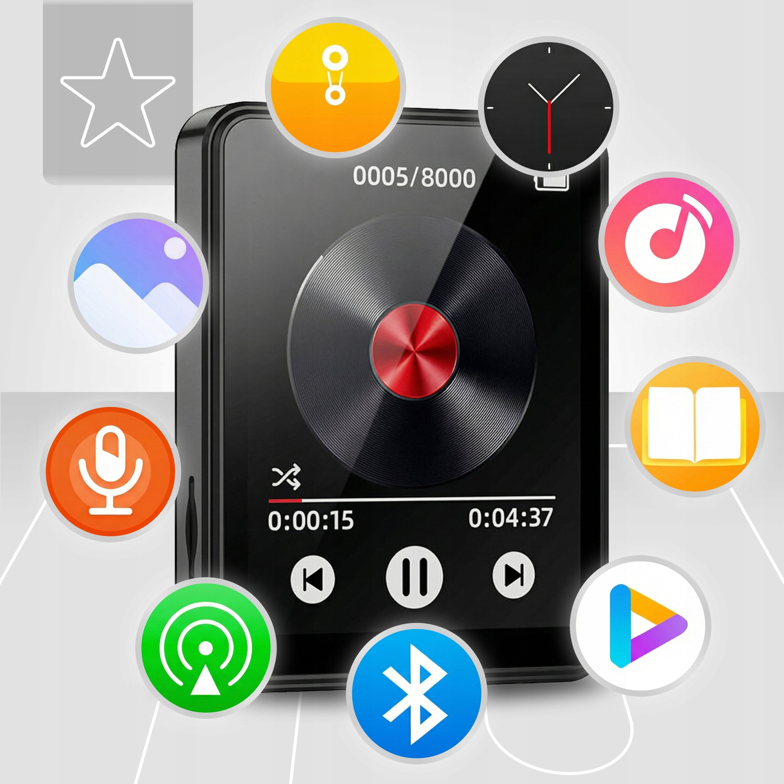 MP3 PLAYER MP4 BLUETOOTH 32GB RADIO FM HEADPHONES HIFI PORTABLE MENU PL Manufacturer code Odtwarzacz Muzyki Audiobook Dyktafon
