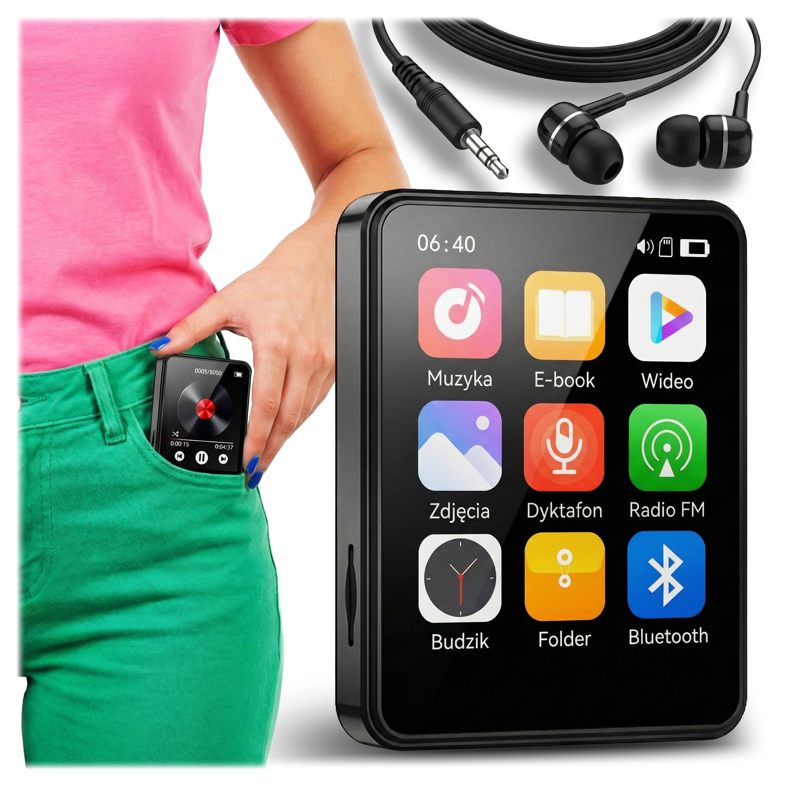 MP3 PLAYER MP4 BLUETOOTH 32GB RADIO FM HEADPHONES HIFI PORTABLE MENU PL