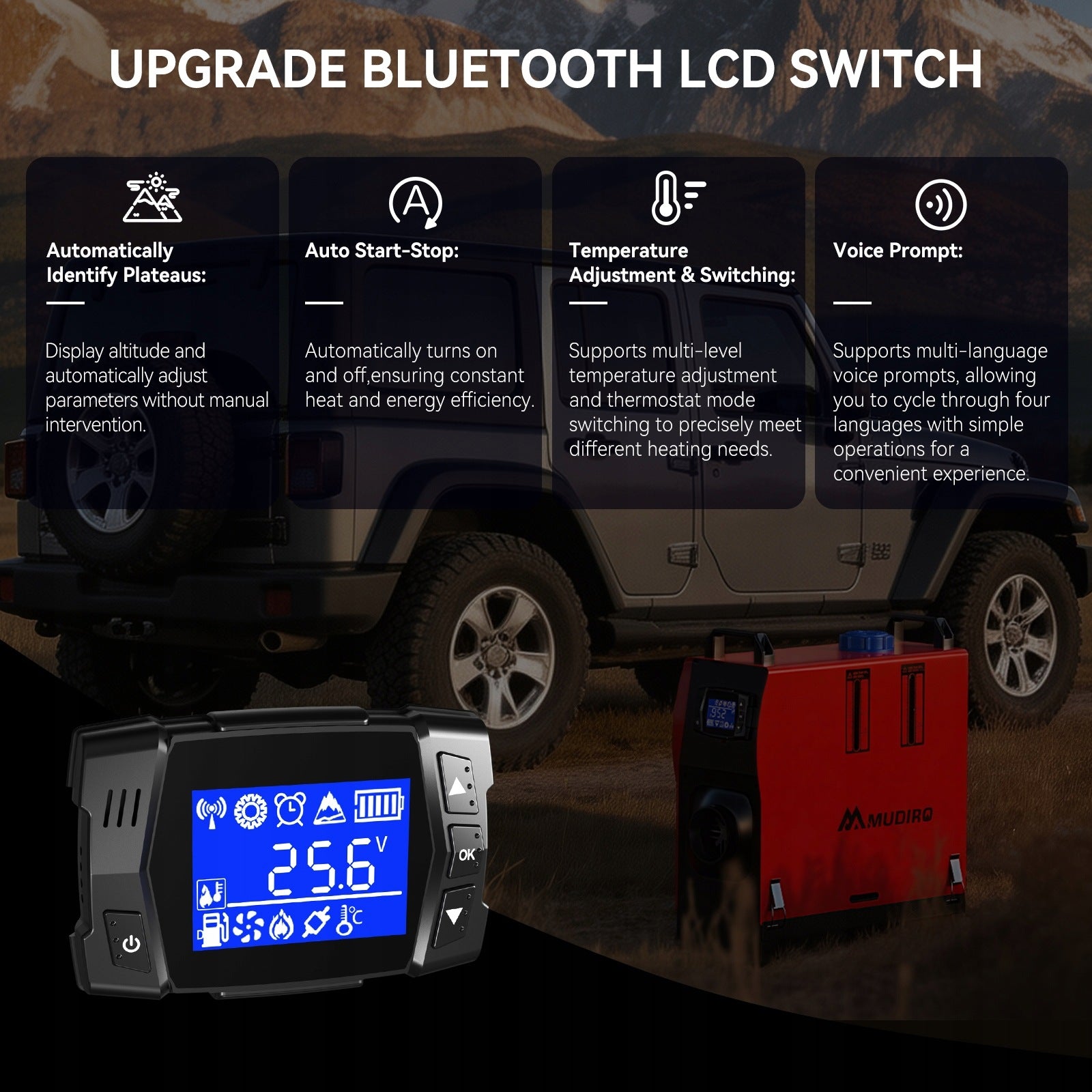 MUDIRO Ogrzewanie Postojowe 8KW Webasto 12V 24V do Kampera APP Pilot LCD Manufacturer code SKUMS1