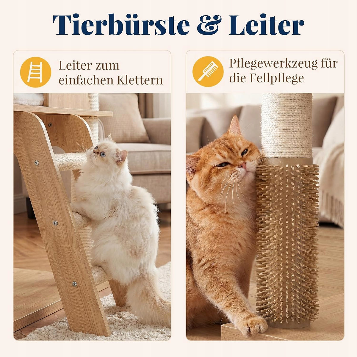 MULTI-LEVEL CAT SCRATCHER WITH WOODEN ELEMENTS BRIGHT 167CM 2 BASKETS Packaging status original