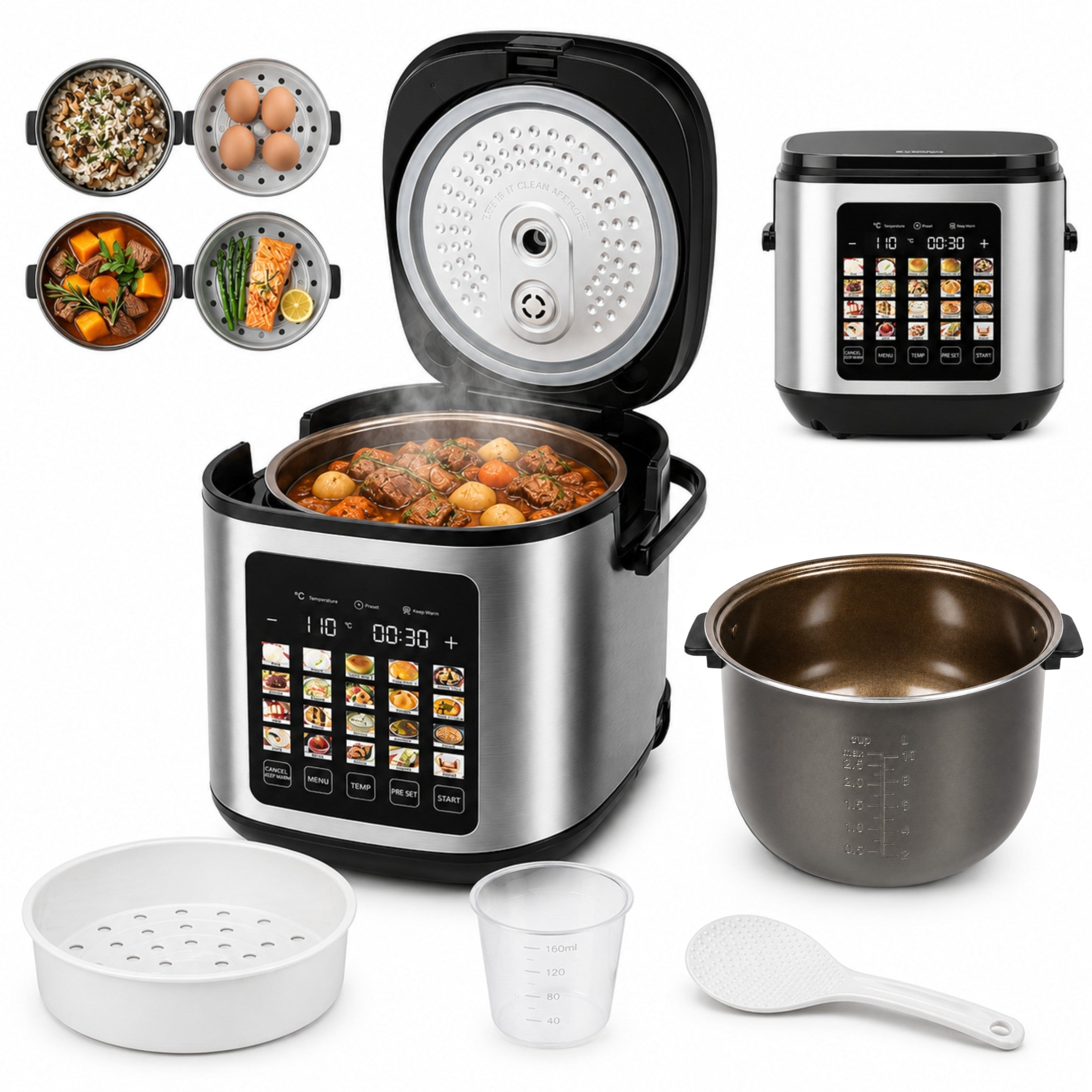 MULTICOOKER STEAMER POT ELECTRIC AIR FRYER 5L CERAMIC COATING