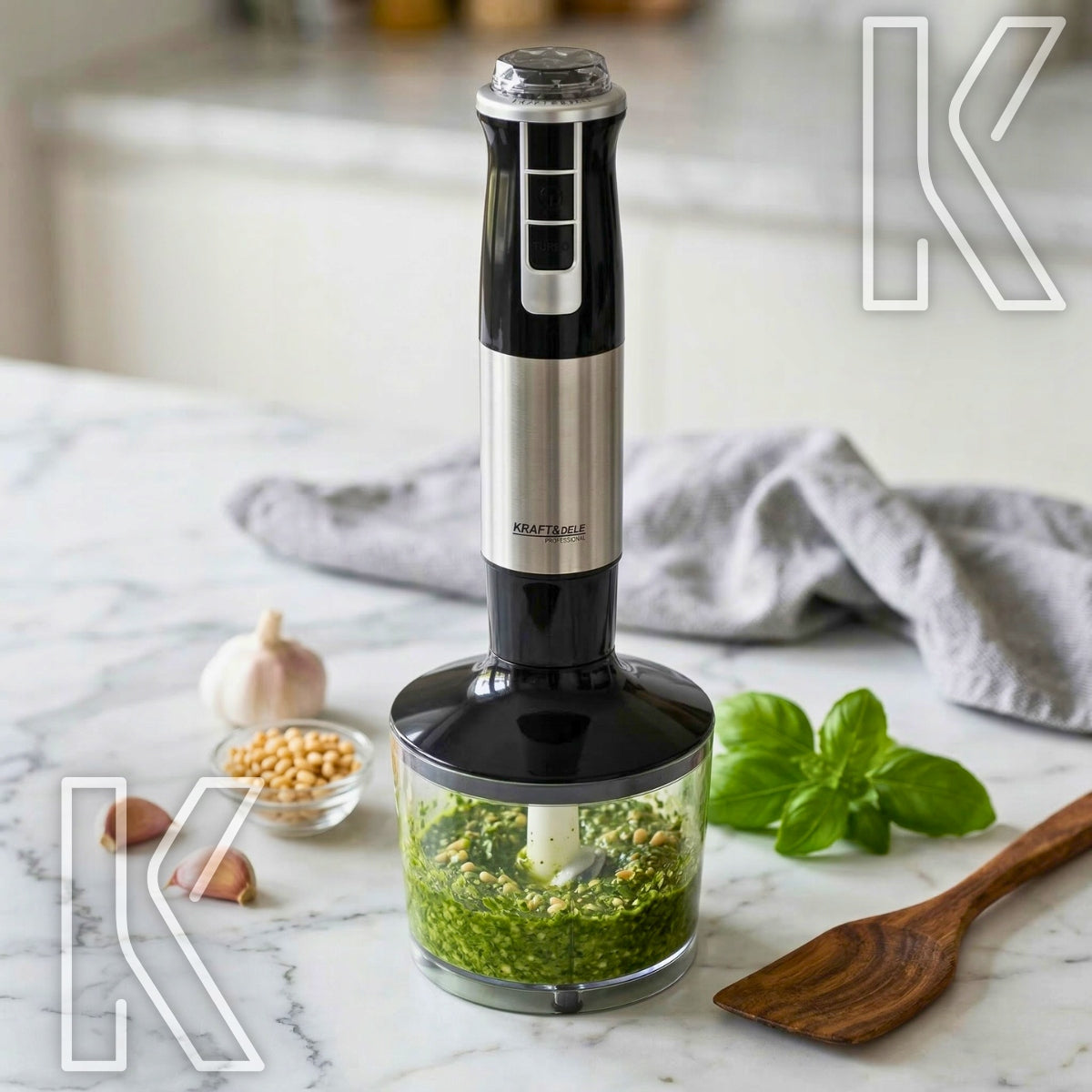 MULTIFUNCTION HAND BLENDER 1500W TURBO MODE MIXER CRUSHES ICE 8IN1 STRONG Manufacturer code BLENDER RĘCZNY SREBRNY Z AKCESORIAMI ZESTAW
