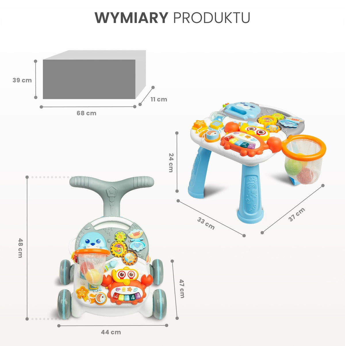MULTIFUNCTIONAL BABY WALKER EDUCATIONAL PUSHER 2IN1 RIDE-ON TABLE Packaging status original