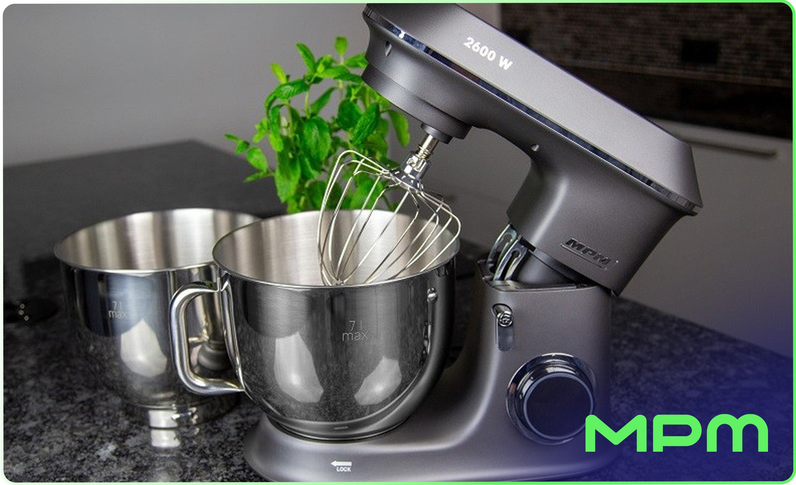 MULTIFUNCTIONAL FOOD PROCESSOR PLANETARY MIXER MPM MRK-20 2600W 2 BOWLS 7L Model MRK-20