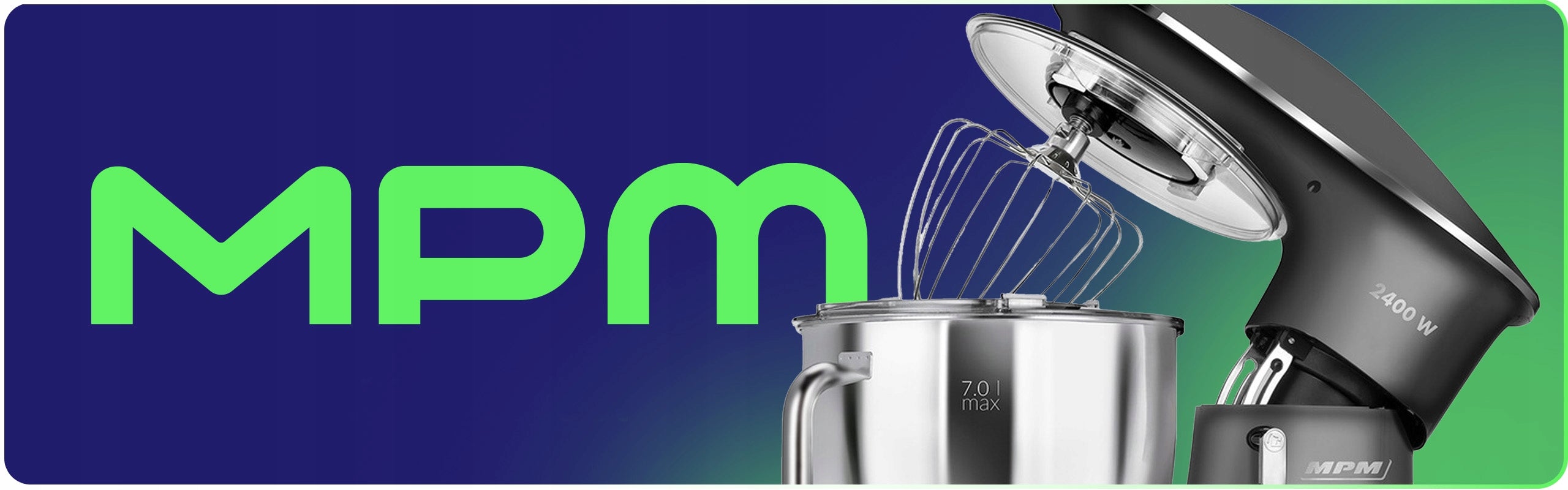 MULTIFUNCTIONAL FOOD PROCESSOR PLANETARY MIXER MPM MRK-23 2400W 3W1 6,5L Operating modes pulsating