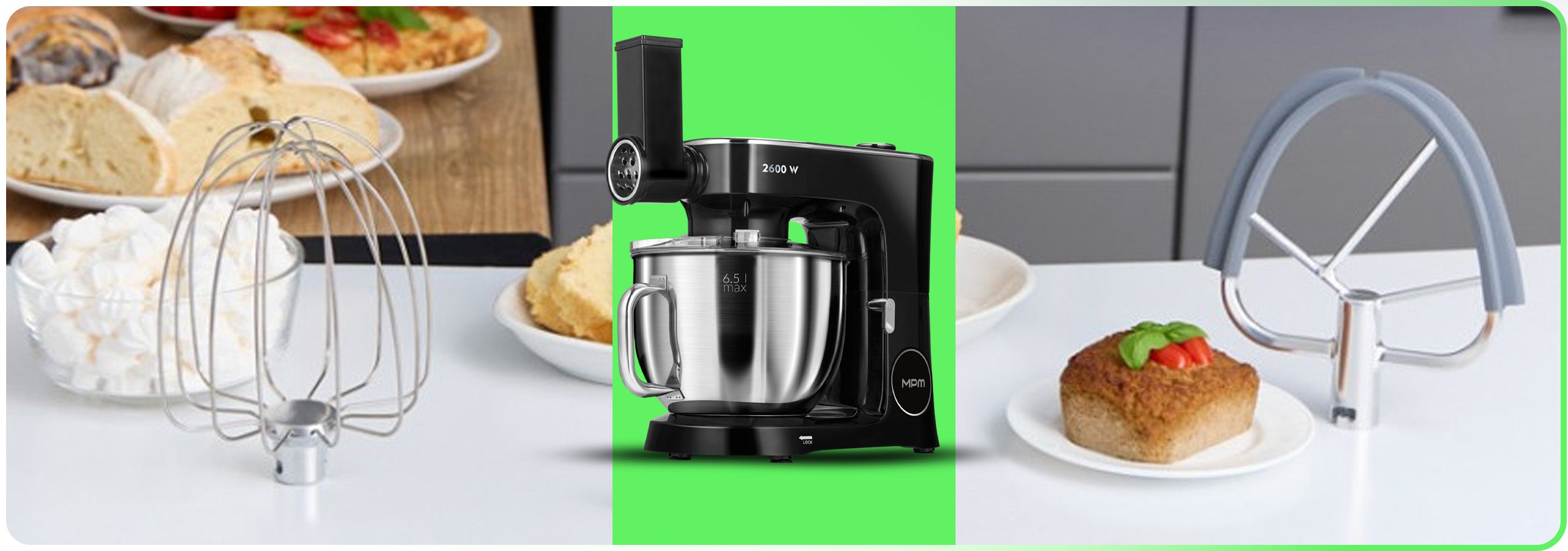 MULTIFUNCTIONAL FOOD PROCESSOR PLANETARY MIXER MPM MRK-26 2600W 3IN1 HEATS Operating modes pulsating turbo