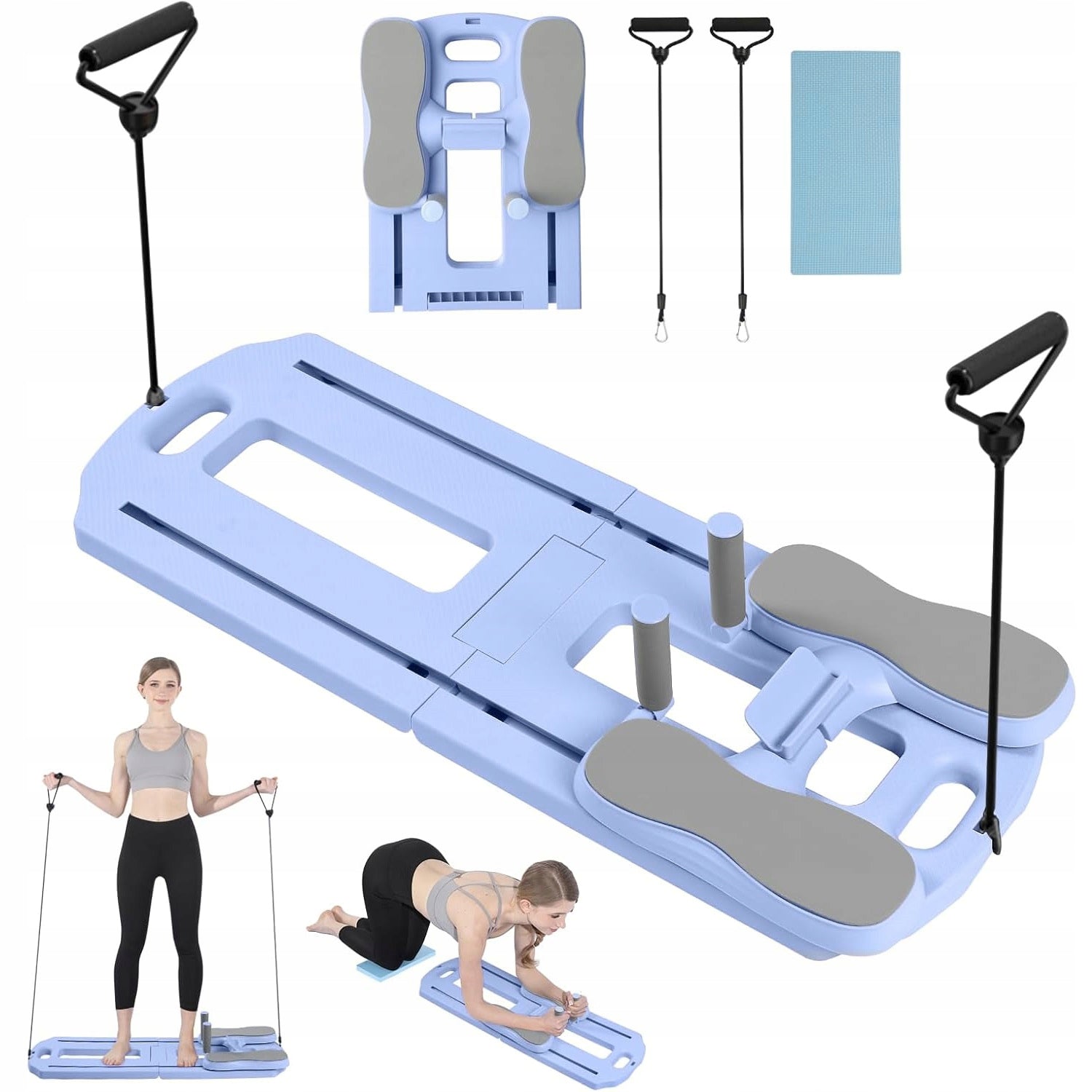 MULTIFUNCTIONAL Pilates Yoga Exercise Board with EXPANDERS REFORMER