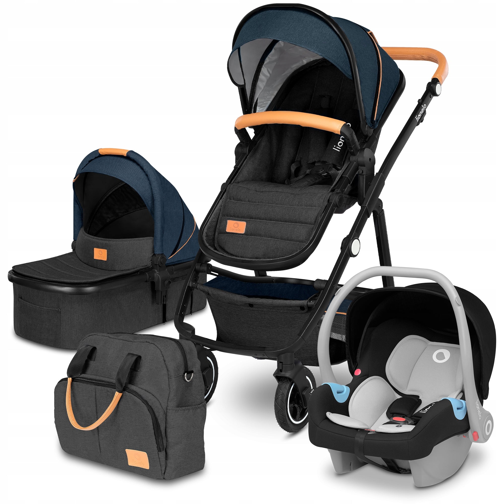 MULTIFUNCTIONAL STROLLER 3IN1 GONDOLA STROLLER LIONELO LO-AMBER 3IN1 BLUE NAVY