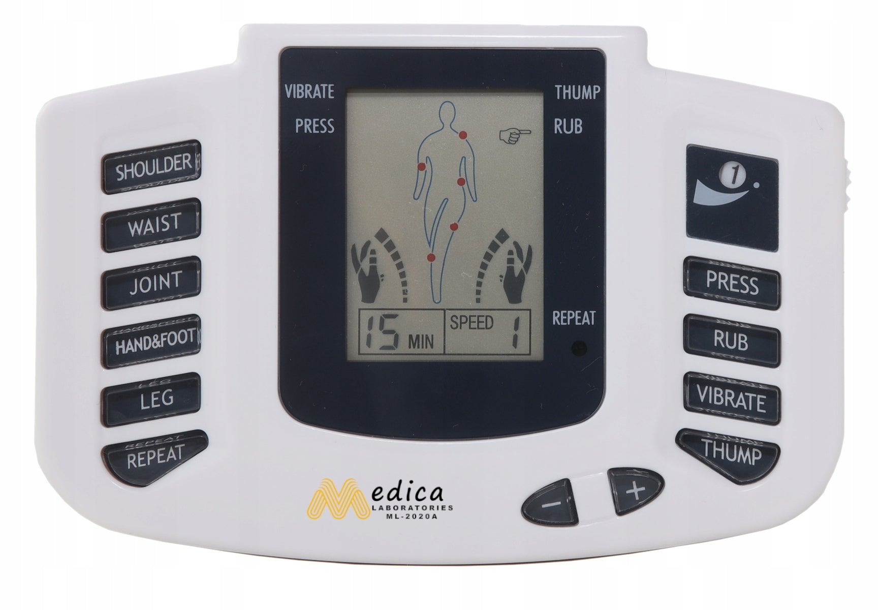 MUSCLE ELECTROSTIMULATOR MASSAGER TENS EMS+28 ELECTRODES+BATTERIES SET XXL Manufacturer code ML-2020A