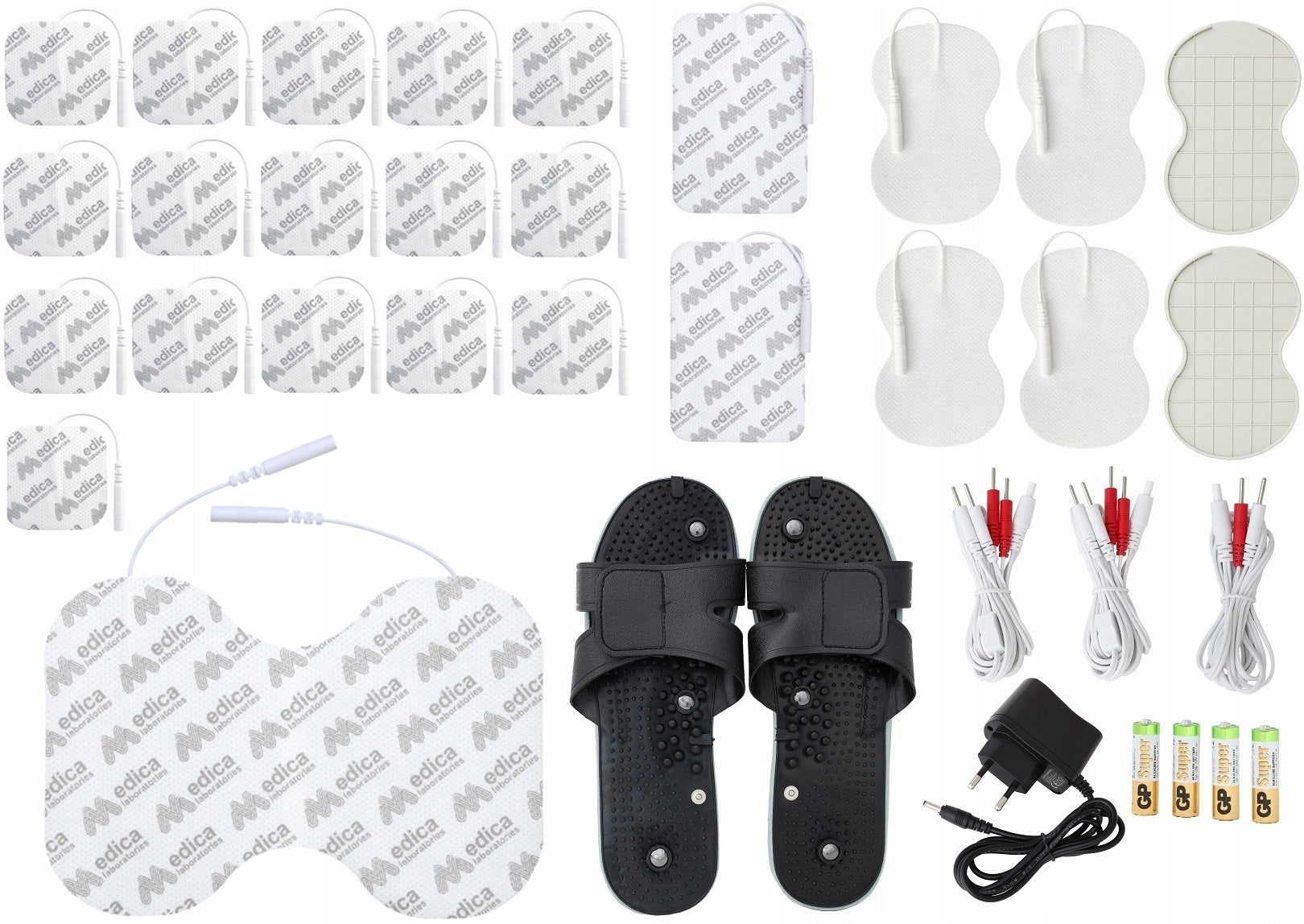 MUSCLE ELECTROSTIMULATOR MASSAGER TENS EMS +ELECTRODES+BATTERIES SET XXL Packaging status original