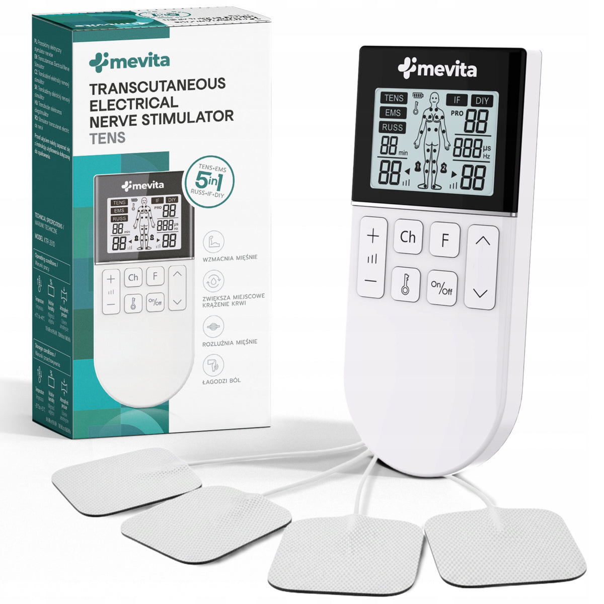 MUSCLE ELECTROSTIMULATOR TENS EMS MASSAGE ELECTROTHERAPY STIMULATION 5IN1