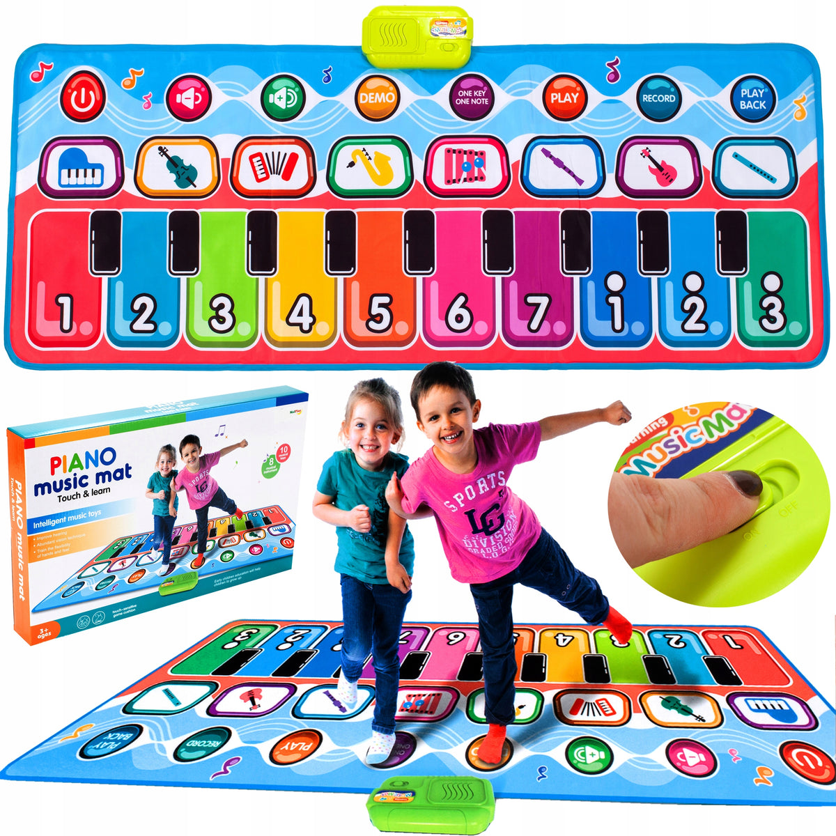 MUSIC MAT 130X48 cm FOR DANCING PIANO RECORDS FOR CHILDREN TO PLAY