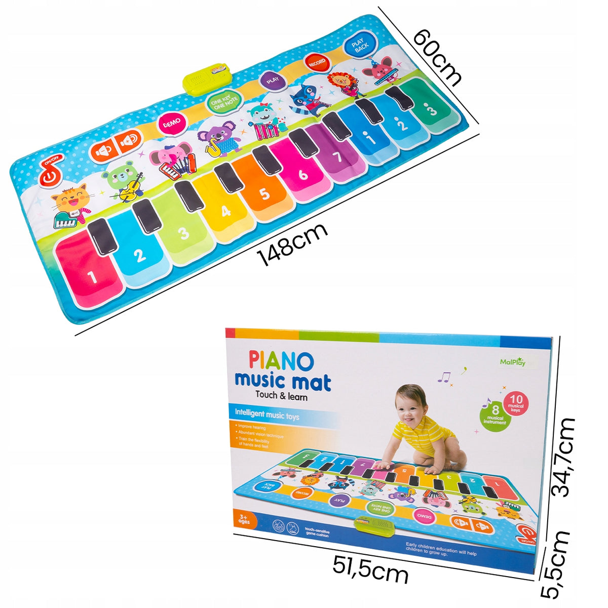 MUSIC MAT FOR CHILDREN EDUCATIONAL COLORFUL PIANO RUG WITH SOUND Packaging status original