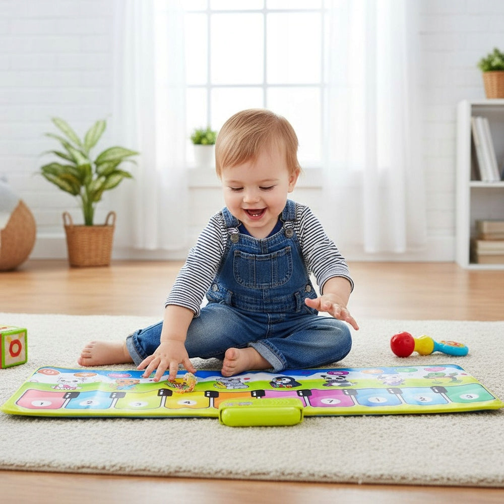 MUSIC MAT FOR DANCING AND PLAYING WITH PIANO KEYBOARD RECORDS SPEAKER ON BATTERIES Packaging status original