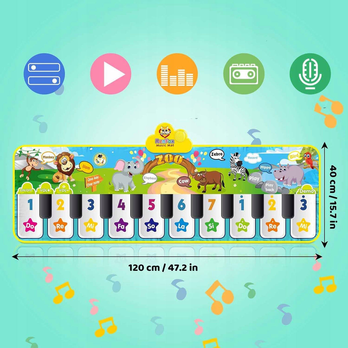MUSIC MAT FOR DANCING FOR CHILDREN INTERACTIVE PIANO RECORDING GAME Brand no brand