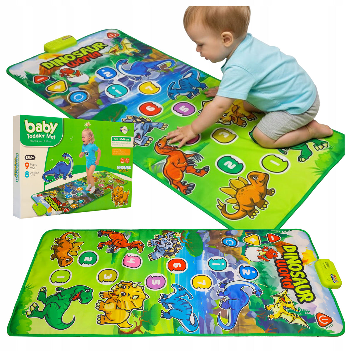 MUSIC MAT INTERACTIVE PIANO DINOSAURS SOUNDS GAME FOR CHILDREN 150X70