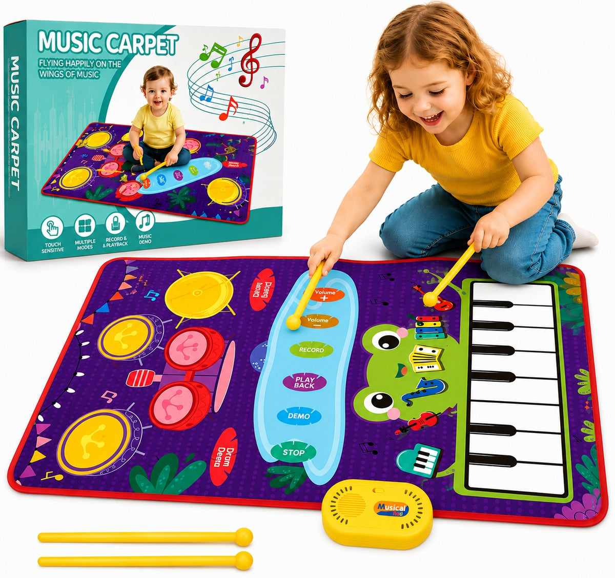 MUSIC MAT INTERACTIVE PIANO INSTRUMENTS GAME CHILDREN RECORD SOUND