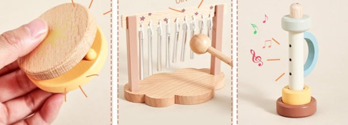 MUSICAL INSTRUMENTS WOODEN MONTESSORI SET FOR CHILDREN 1-3 YEARS 6 PIECES Brand no brand