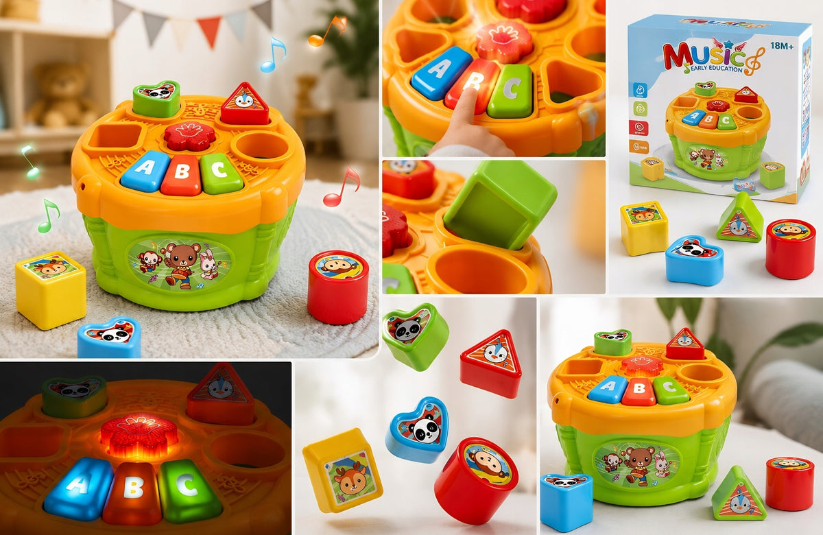 MUSICAL POT FOR BRICK SORTER DRUM COLORS SHAPES Brand Sferazabawek