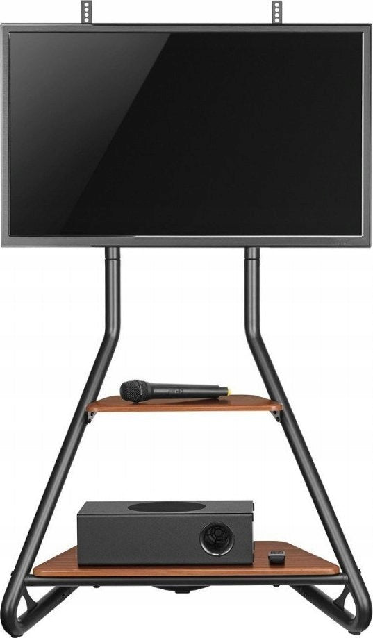 Maclean Freestanding Corner TV Mount with Wooden Shelves 37-75 Inches Max