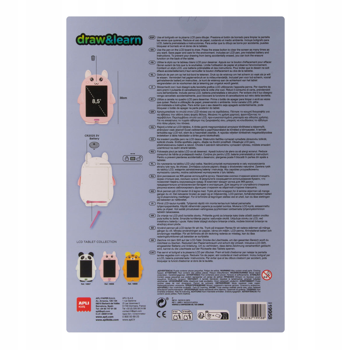 Magic LCD tablet for children to draw, write Apli Kids - Rabbit Manufacturer code 19958