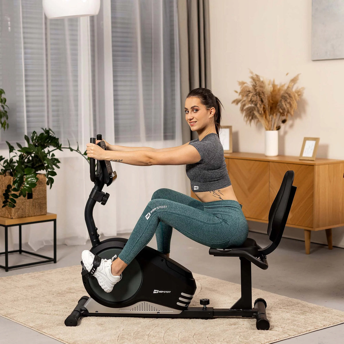 Magnetic Bike Reclining Levels Training Stationary Adjustable Home Brand Hop-Sport