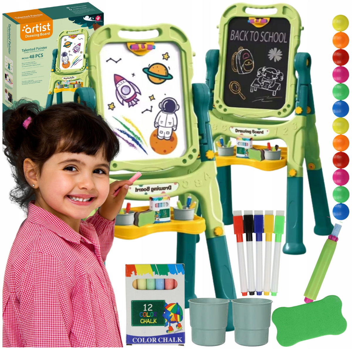 Magnetic Chalkboard Rotating Dry Erase Educational for Kids Packaging status original