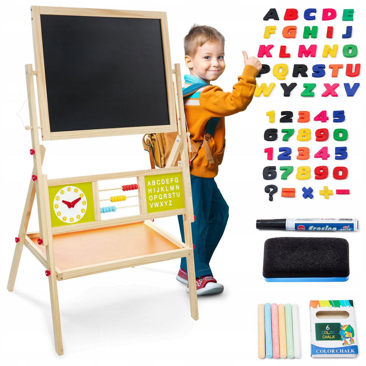 Magnetic Chalkboard Rotating Kids Alphabet Abacus Safe