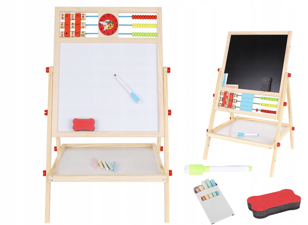 Magnetic Chalkboard Wooden Abacus Double Sided Pen Sponge Chalk