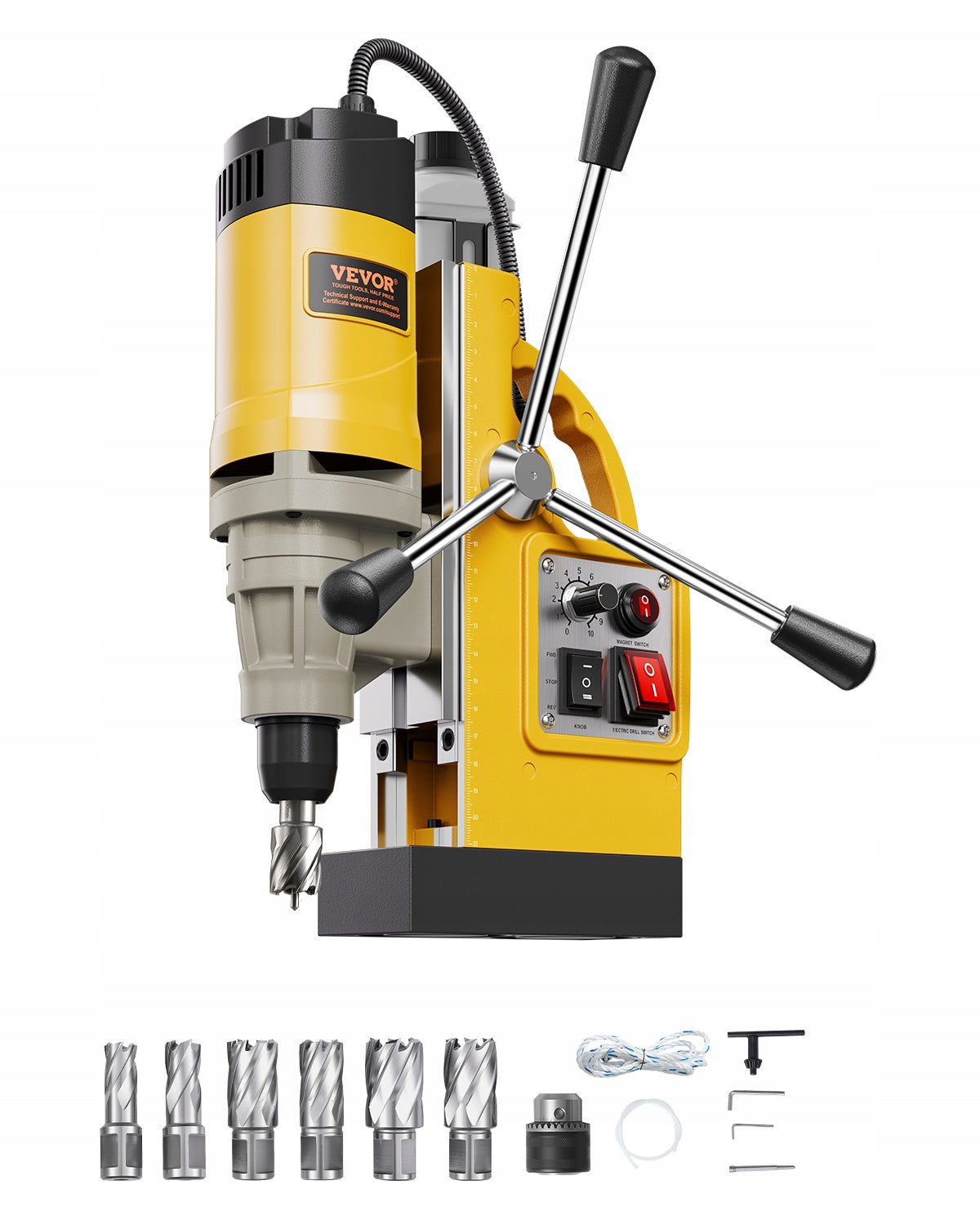 Magnetic Drilling Machine 1400W 12500N Electric With 6 Core Drill Bits