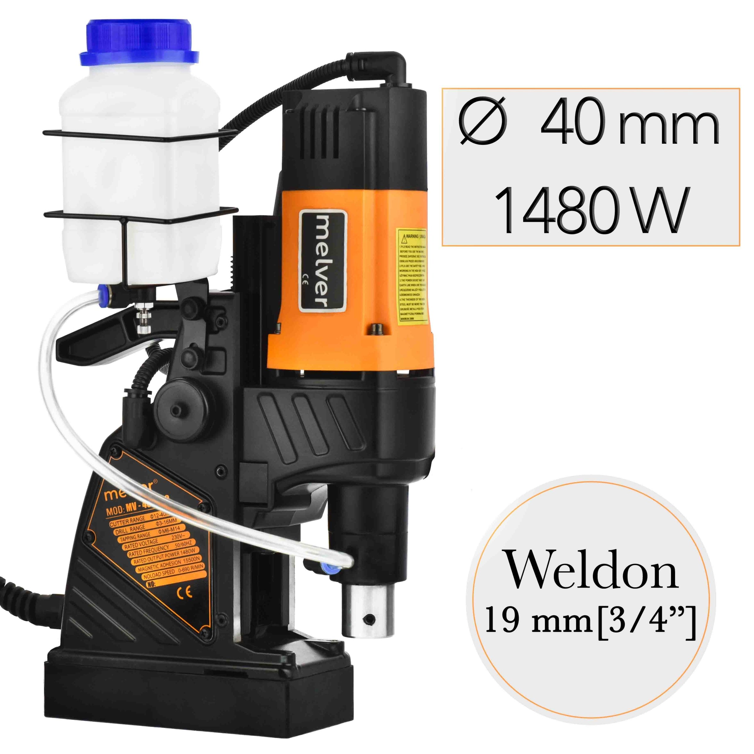 Magnetic Drilling Machine Magnetizer Melver 1480 Watt FI 40 mm 10kg Manufacturer code MV-N4000RC