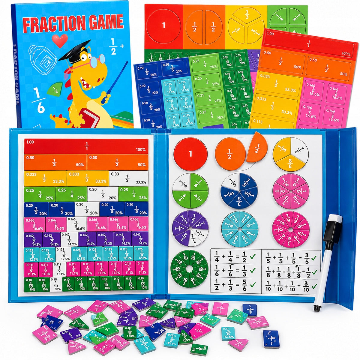 Magnetic Fraction Learning Kit Educational Math Help for Kids Packaging status original